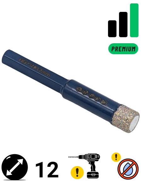 Koronka diamentowa do płytek Nozar o średnicy 12mm.