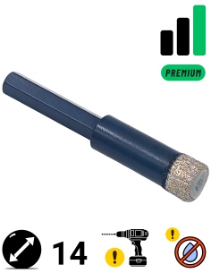 Koronka diamentowa do płytek Nozar o średnicy 14mm.