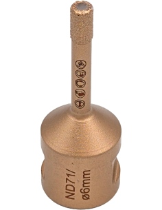 Koronka do gresu Nozar o średnicy 6mm do wiercenia na sucho przy użyciu szlifierki kątowej. 2