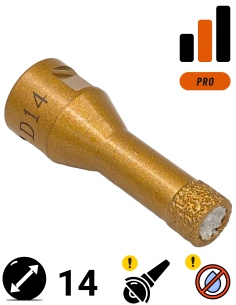 Koronka do gresu Nozar o średnicy 14mm do wiercenia na sucho przy użyciu szlifierki kątowej.