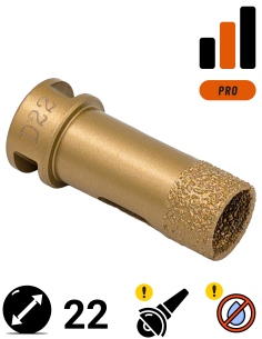 Koronka do gresu Nozar o średnicy 22mm do wiercenia na sucho przy użyciu szlifierki kątowej.