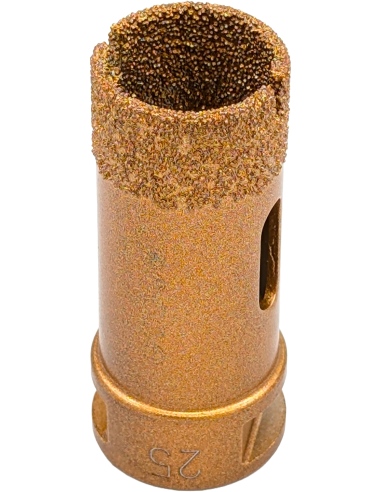 Koronka do gresu Nozar o średnicy 25mm do wiercenia na sucho przy użyciu szlifierki kątowej.