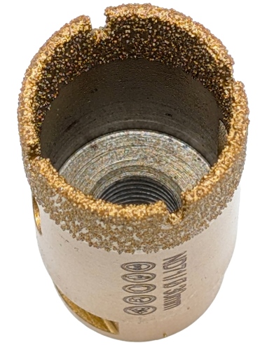 Koronka do gresu Nozar o średnicy 30mm do wiercenia na sucho przy użyciu szlifierki kątowej.