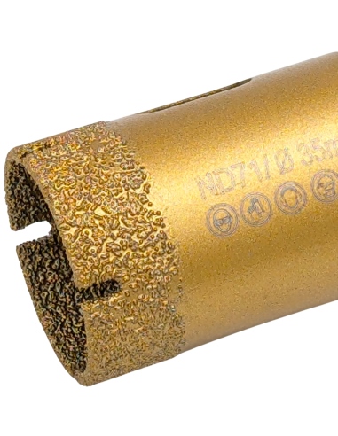 Koronka do gresu Nozar o średnicy 35mm do wiercenia na sucho przy użyciu szlifierki kątowej.