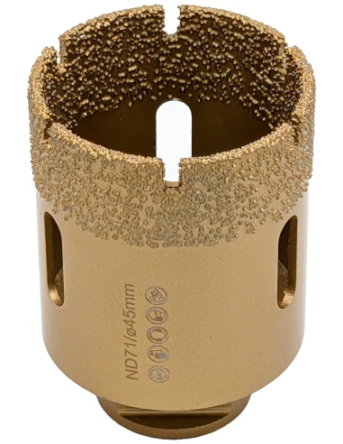 Koronka do gresu Nozar o średnicy 45mm do wiercenia na sucho przy użyciu szlifierki kątowej.