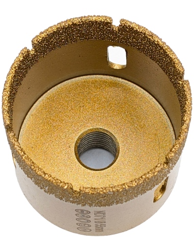 Koronka do gresu Nozar o średnicy 55mm do wiercenia na sucho przy użyciu szlifierki kątowej.