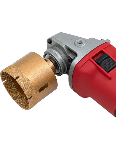 Koronka do gresu Nozar o średnicy 65mm do wiercenia na sucho przy użyciu szlifierki kątowej.