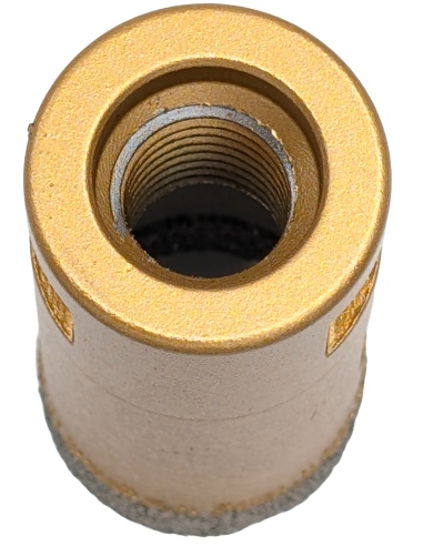 Koronka do gresu Wertec o średnicy 28mm do wiercenia na sucho przy użyciu szlifierki kątowej. Koronka do gresu Wertec o średnicy 28mm do wiercenia na sucho przy użyciu szlifierki kątowej.