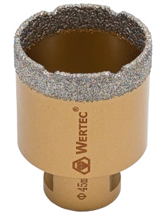 Koronka do gresu Wertec o średnicy 45mm do wiercenia na sucho przy użyciu szlifierki kątowej. 2