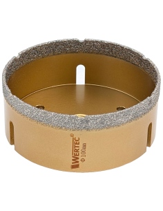 Koronka do gresu Wertec o średnicy 100mm do wiercenia na sucho przy użyciu szlifierki kątowej. 2