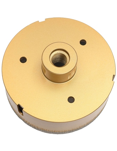 Koronka do gresu Wertec o średnicy 100mm do wiercenia na sucho przy użyciu szlifierki kątowej.