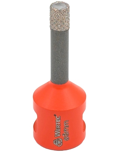 Koronka do gresu Wertec Matrix o średnicy 8mm do wiercenia na sucho przy użyciu szlifierki kątowej. Koronka do gresu Wertec Matrix o średnicy 8mm do wiercenia na sucho przy użyciu szlifierki kątowej.