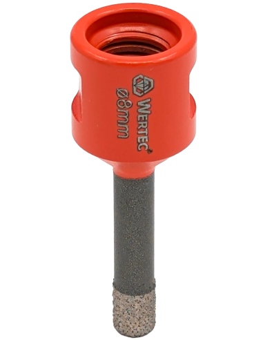 Koronka do gresu Wertec Matrix o średnicy 8mm do wiercenia na sucho przy użyciu szlifierki kątowej. Koronka do gresu Wertec Matrix o średnicy 8mm do wiercenia na sucho przy użyciu szlifierki kątowej.