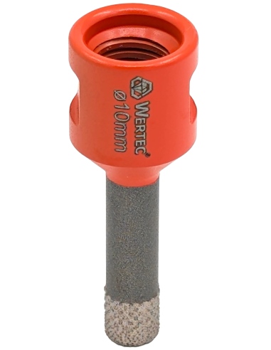 Koronka do gresu Wertec Matrix o średnicy 10mm do wiercenia na sucho przy użyciu szlifierki kątowej.