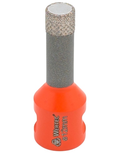 Koronka do gresu Wertec Matrix o średnicy 12mm do wiercenia na sucho przy użyciu szlifierki kątowej. Koronka do gresu Wertec Matrix o średnicy 12mm do wiercenia na sucho przy użyciu szlifierki kątowej.