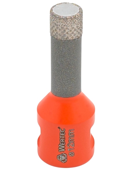 Koronka do gresu Wertec Matrix o średnicy 12mm do wiercenia na sucho przy użyciu szlifierki kątowej.