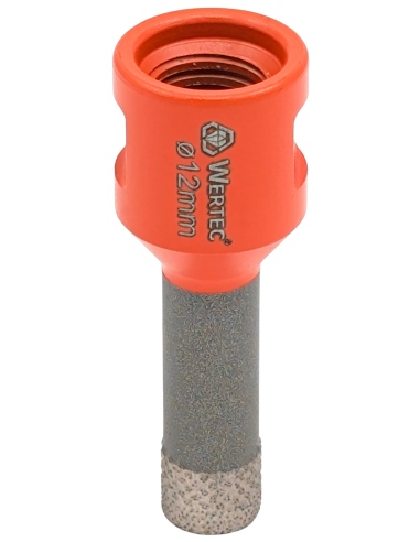 Koronka do gresu Wertec Matrix o średnicy 12mm do wiercenia na sucho przy użyciu szlifierki kątowej. Koronka do gresu Wertec Matrix o średnicy 12mm do wiercenia na sucho przy użyciu szlifierki kątowej.