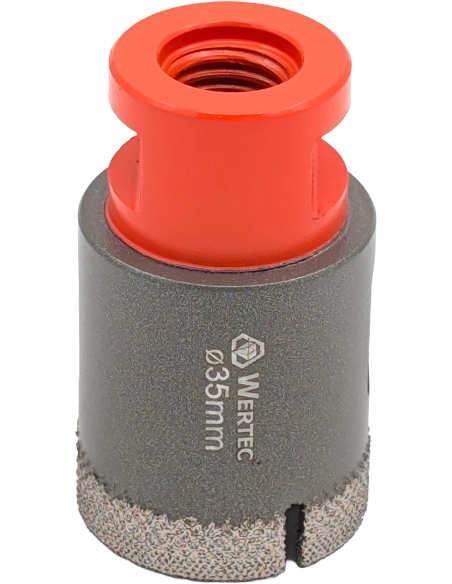 Koronka do gresu Wertec Matrix o średnicy 35mm do wiercenia na sucho przy użyciu szlifierki kątowej.
