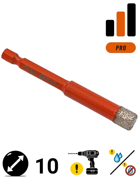 Koronka diamentowa do płytek Wertec o średnicy 10mm.