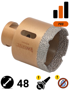 Koronka do gresu Wertec o średnicy 48mm do wiercenia na sucho przy użyciu szlifierki kątowej