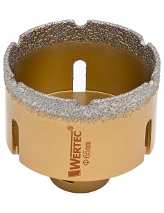 Koronka do gresu Wertec o średnicy 65mm do wiercenia na sucho przy użyciu szlifierki kątowej. 2