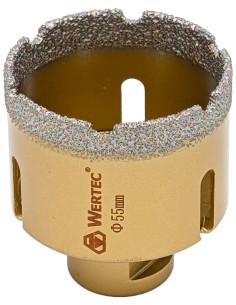 Koronka do gresu Wertec o średnicy 55mm do wiercenia na sucho przy użyciu szlifierki kątowej. 2