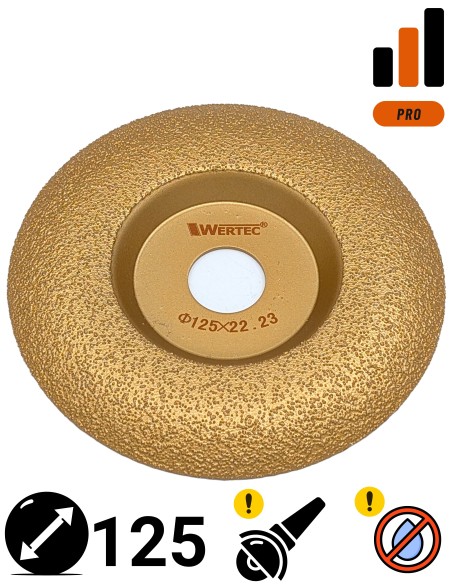 Wypukła tarcza diamentowa Wertec Gold 125mm do szlifowania gresu.