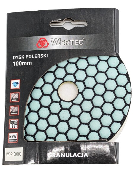 Dysk polerski do polerowania i szlifowania gresu Wertec 100mm - gradacja 100