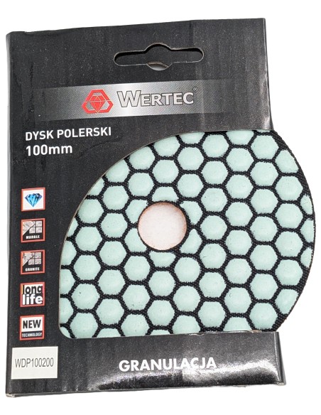 Dysk polerski do polerowania i szlifowania gresu Wertec 100mm - gradacja 200